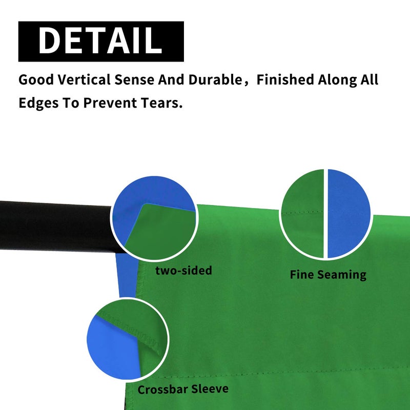 ISSUNTEX 9X15 ft Background Muslin Backdrop, Photo Studio, Collapsible High Density Screen for Video Photography and Television-Blue/Green - Image 4